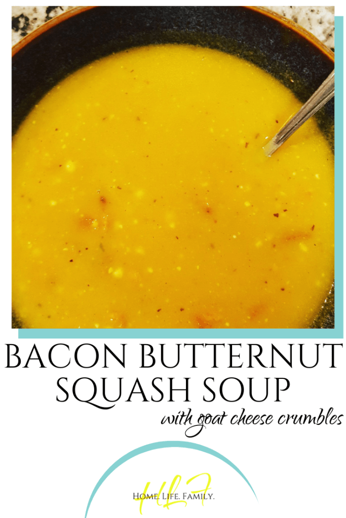 Bacon Butternut Squash Soup with Goat Cheese Crumbles